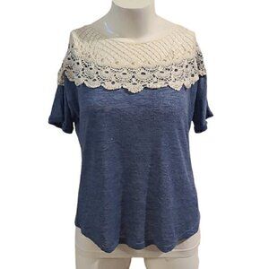 [Umgee] Crochett Neck Short Sleeve Top - Size L